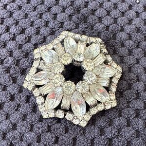 Elegant Silver Crystal Brooch